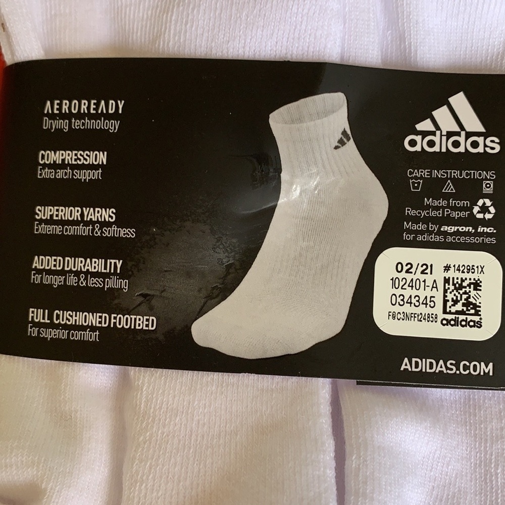 ADIDAS MEN’S CUSHIONED 6 pair QUARTER SOCKS - Picture 11 of 16